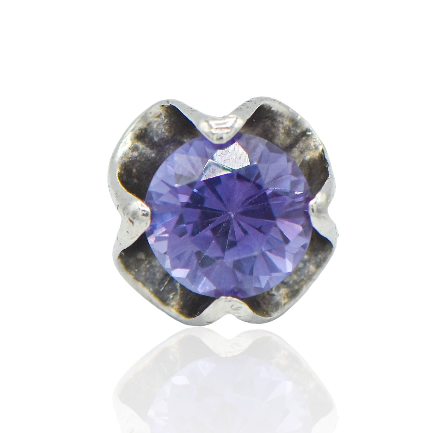 CZ Ripple Design Purple Sterling Silver Ring