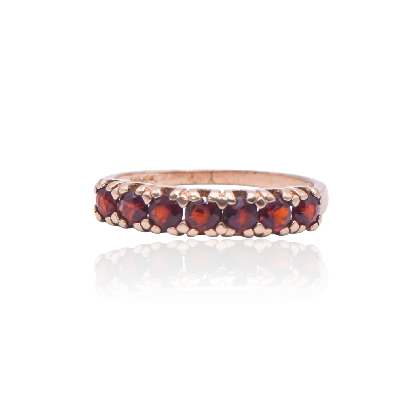 Garnet Band 10K Yellow Gold Ring Size 7