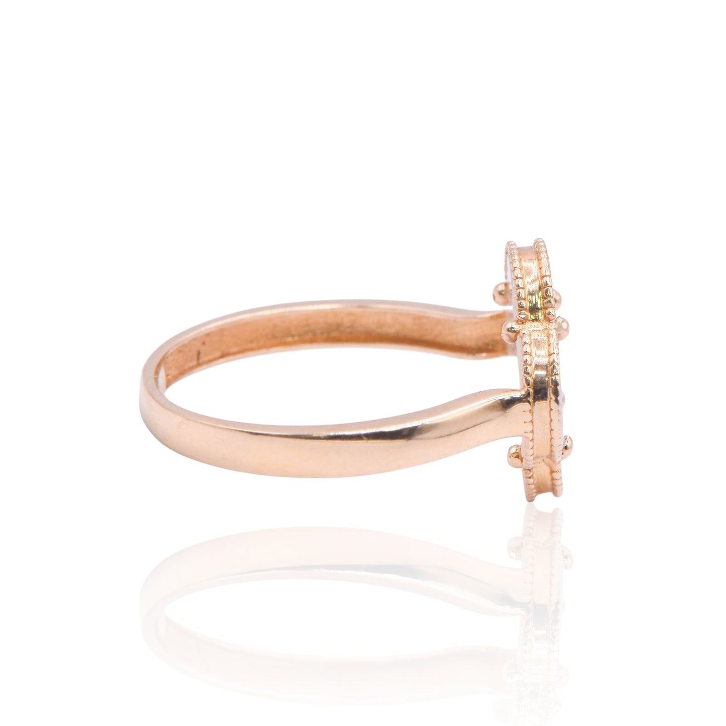 Mother of Pearl Clover 14K Yellow Gold Ring Size 7