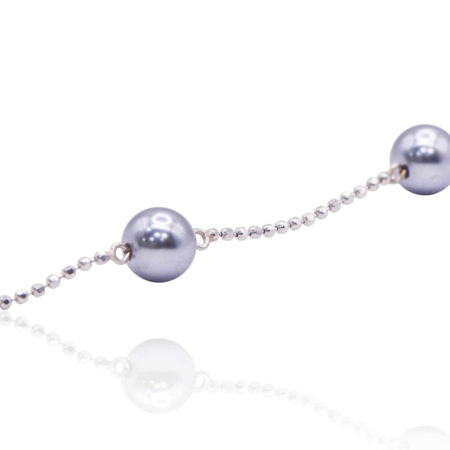 Tahitian Pearl 14K White Gold Station Bracelet 7in