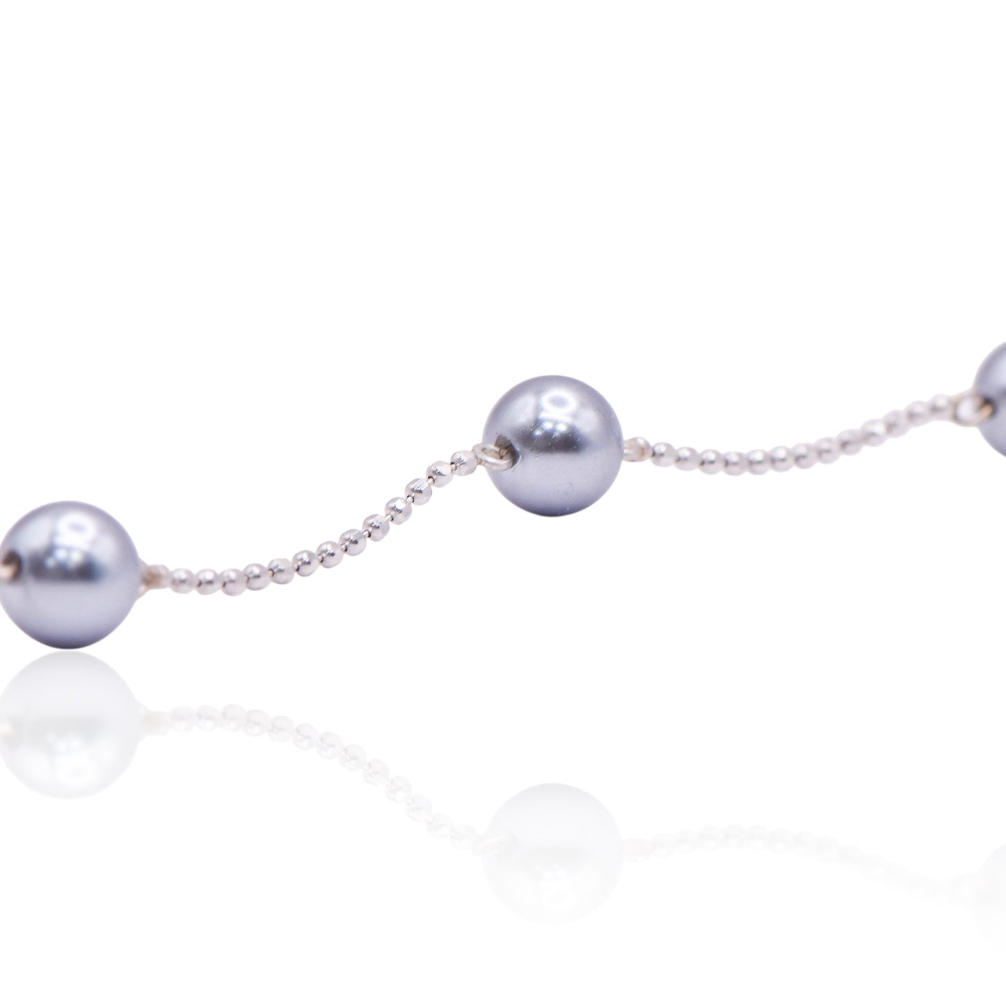 Tahitian Pearl 14K White Gold Station Bracelet 7in
