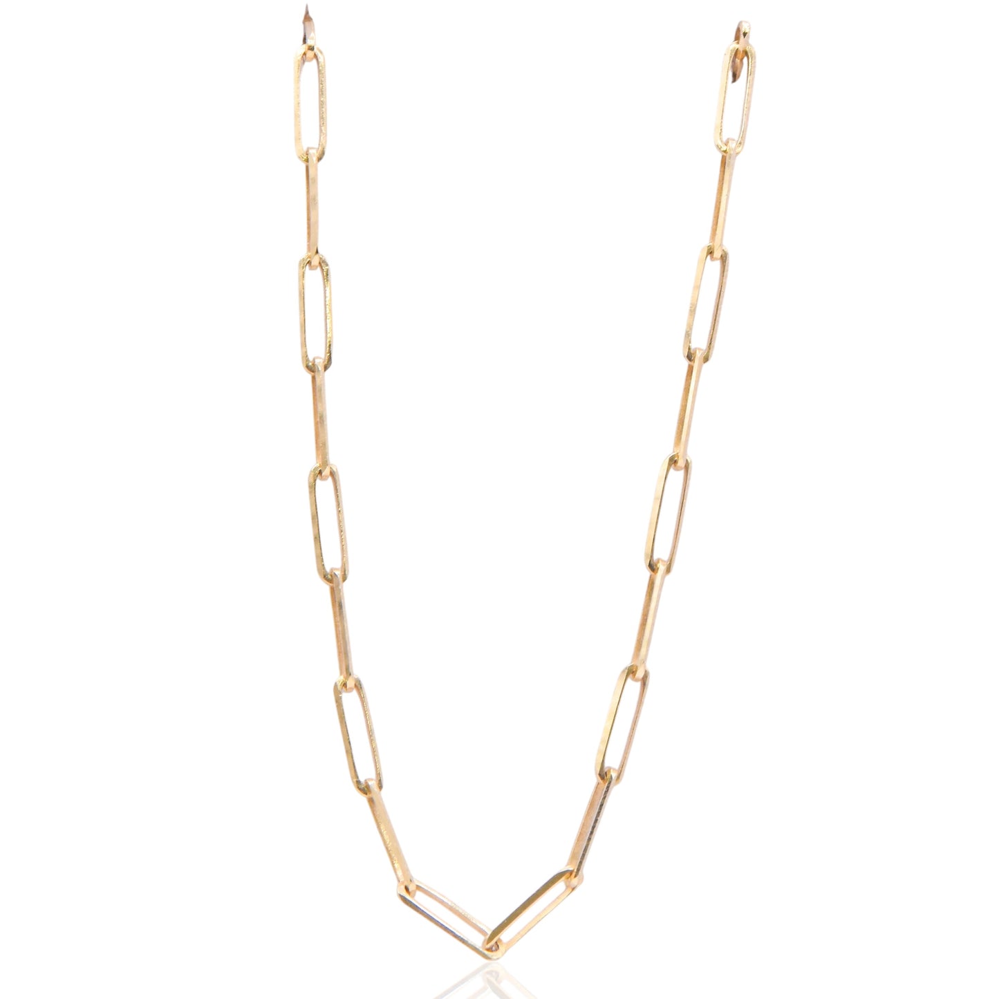 Paperclip Chain 14K Yellow Gold Choker Necklace 15in