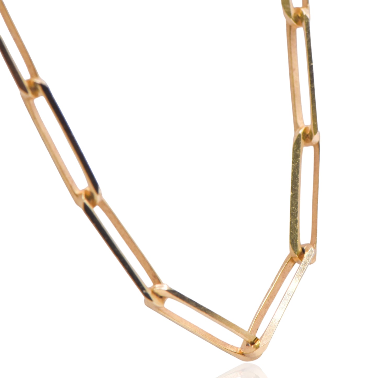 Paperclip Chain 14K Yellow Gold Choker Necklace 15in