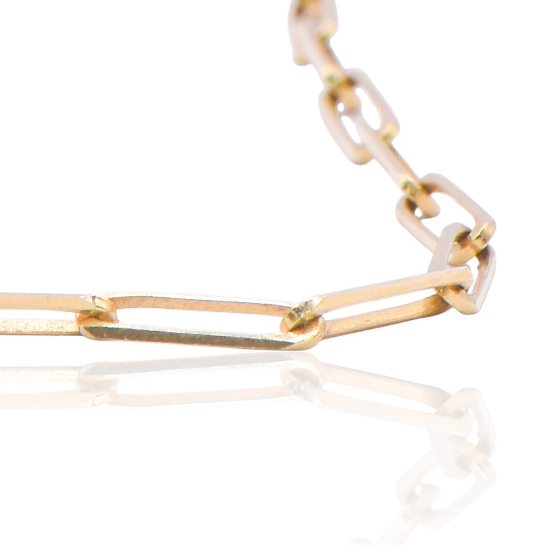 Paperclip Chain 14K Yellow Gold Choker Necklace 15in