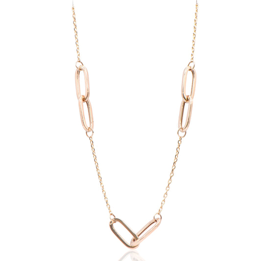 Interlocking Links Chain 14K Yellow Gold Necklace 18in