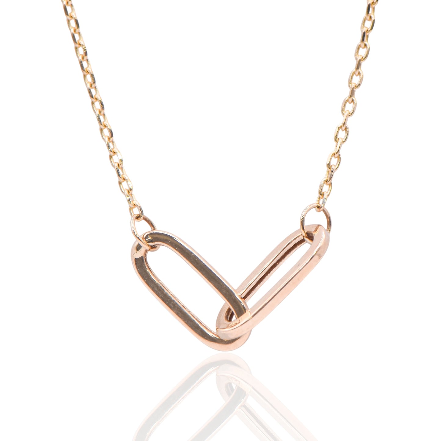 Interlocking Links Chain 14K Yellow Gold Necklace 18in