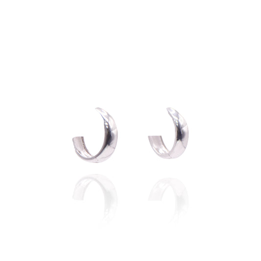 Thick Hoop 14K White Gold Hinge Earring 4.28mm Thick/14.67mm Diameter