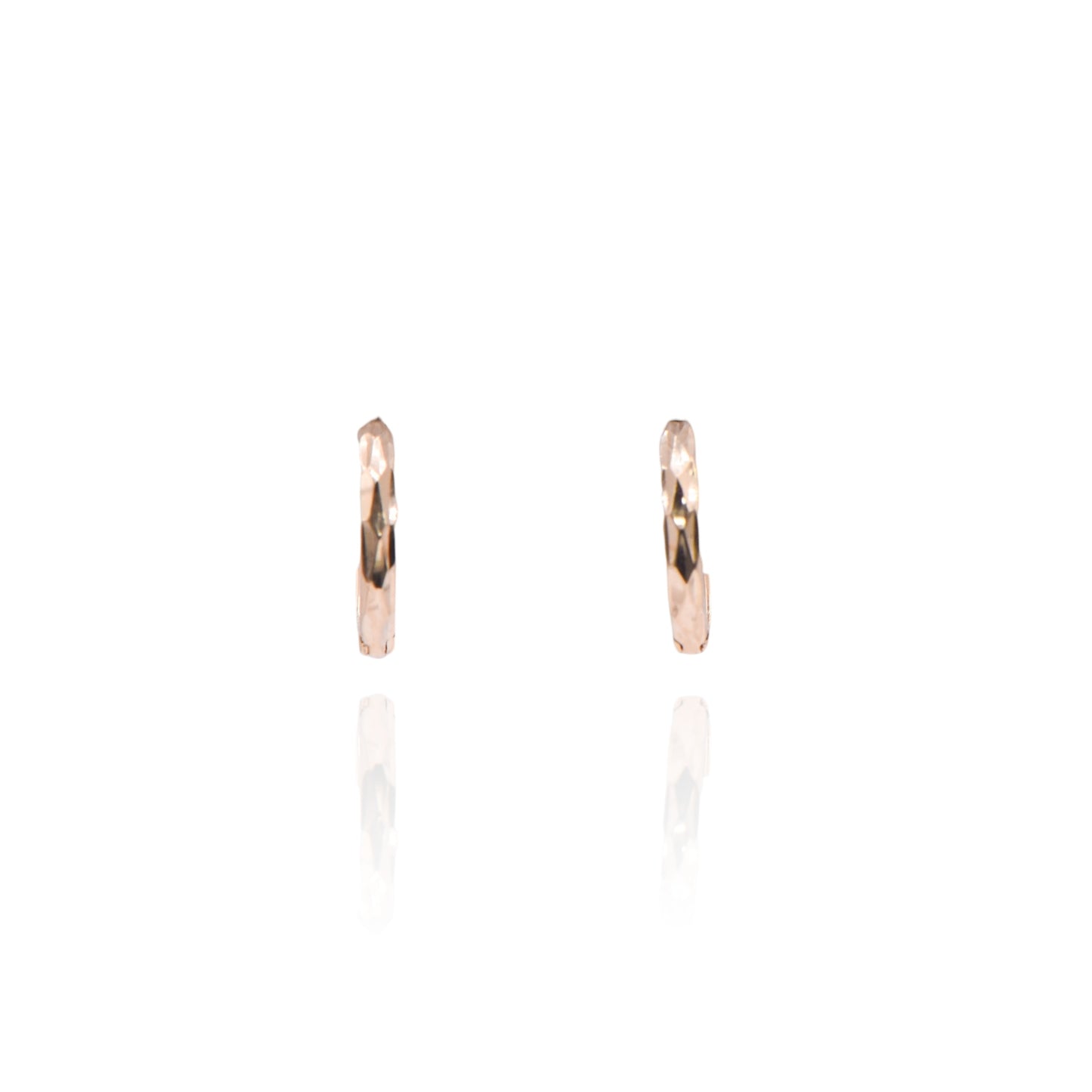 Diamond Cut Huggie 14K Yellow Gold Hinge Earring 2.14mm Thick/12.54mm Diameter