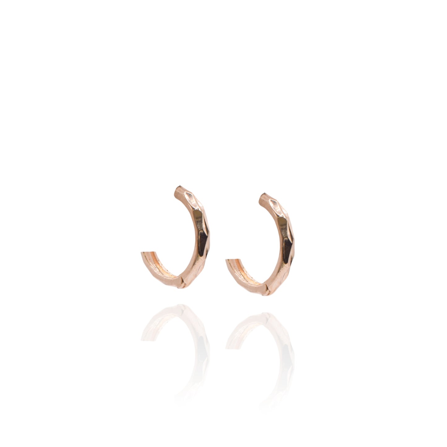 Diamond Cut Huggie 14K Yellow Gold Hinge Earring 2.14mm Thick/12.54mm Diameter