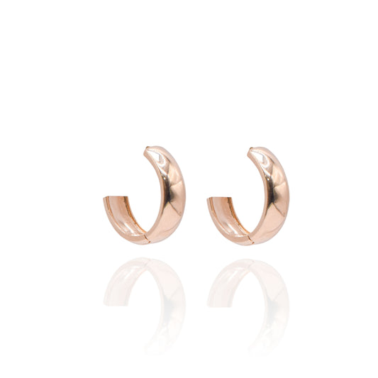 Thick Hoop 14K Yellow Gold Hinge Earring 4.45mm Thick/14.78mm Diameter