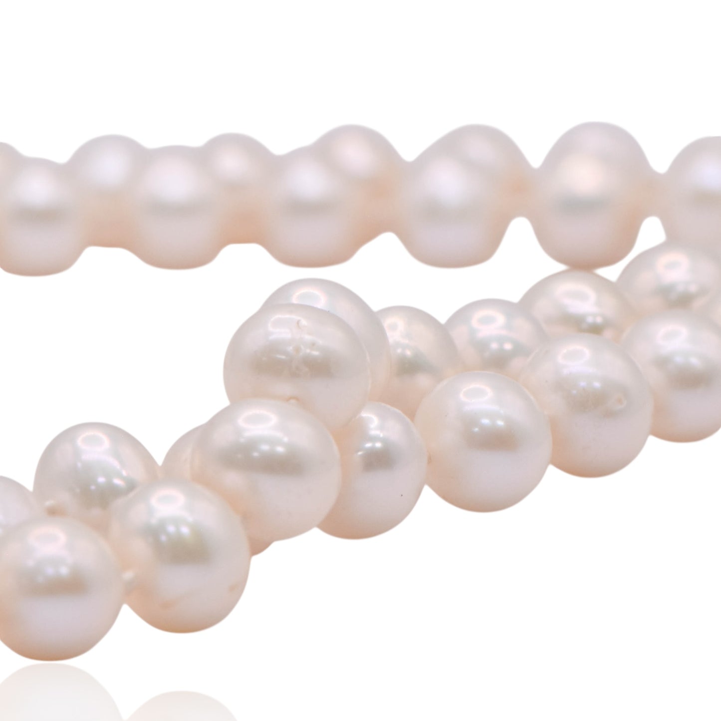 Double Strand Pearl Necklace 14K Yellow Gold Closure 18in