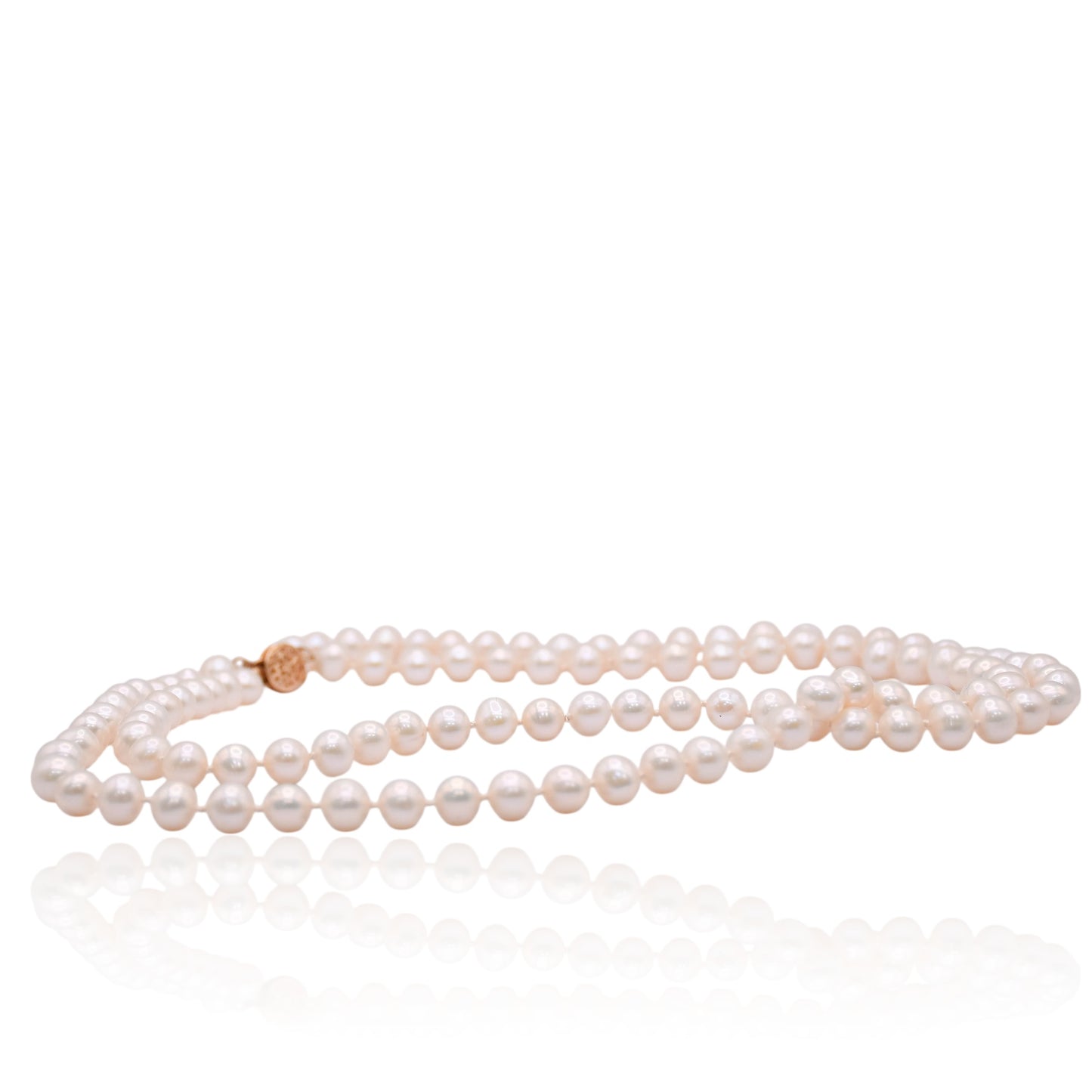 Double Strand Pearl Necklace 14K Yellow Gold Closure 18in