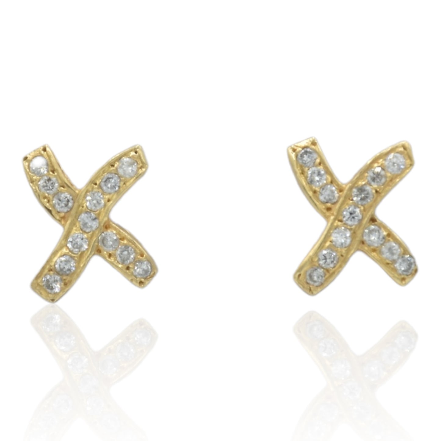 "X" Diamond .50cttw 14k Yellow Gold Earrings