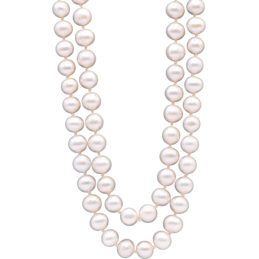 Double Strand Pearl Necklace 14K Yellow Gold Closure 18in