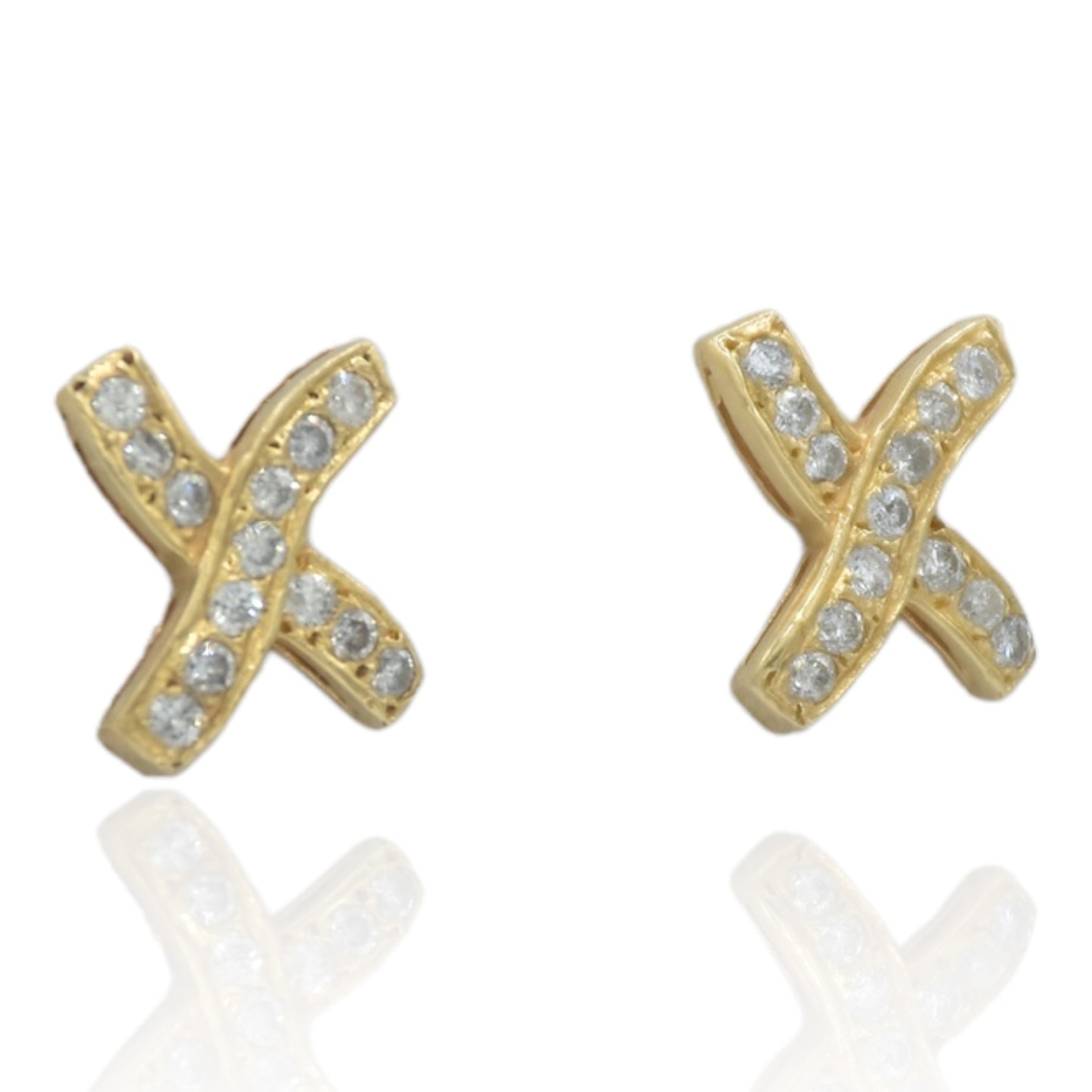 "X" Diamond .50cttw 14k Yellow Gold Earrings