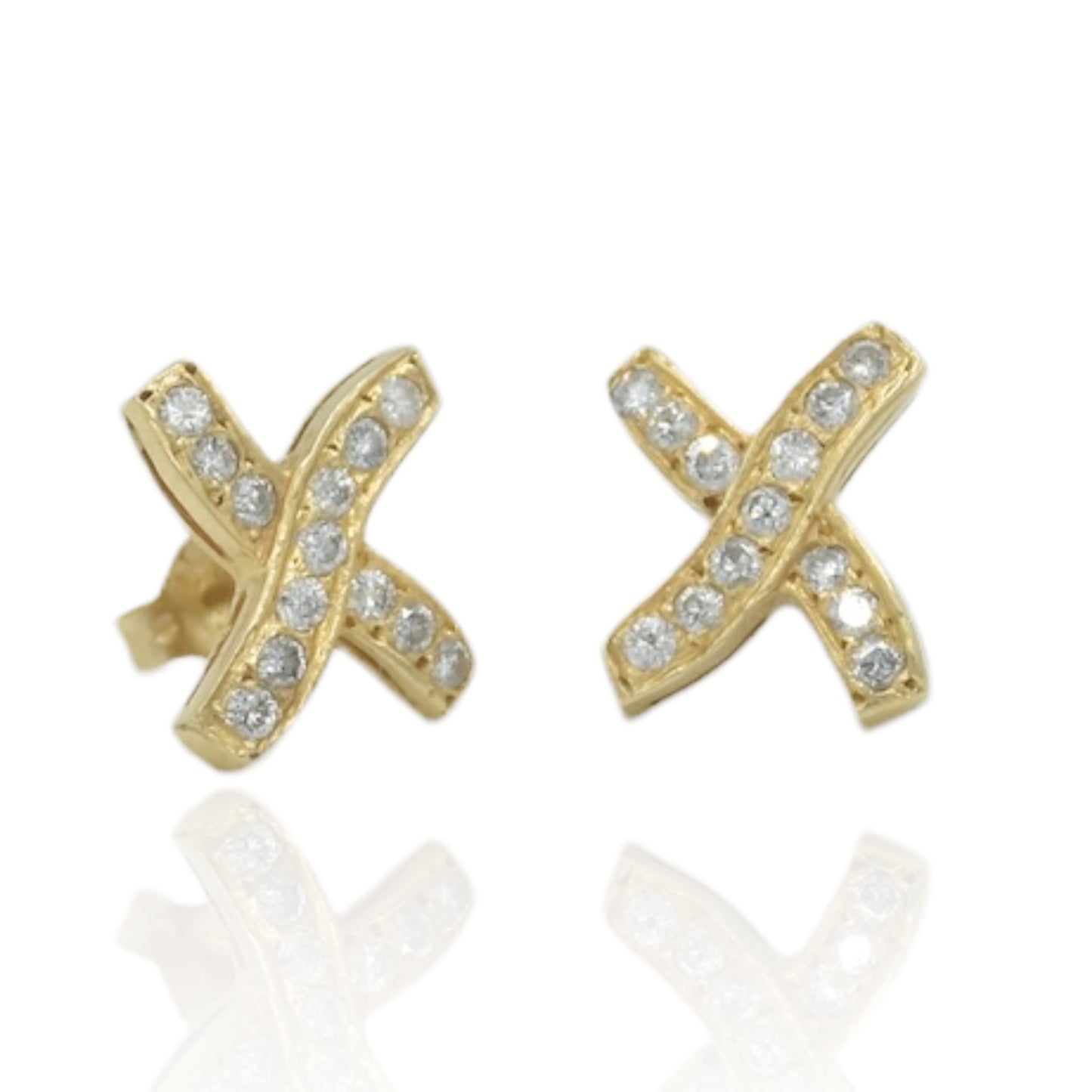 "X" Diamond .50cttw 14k Yellow Gold Earrings