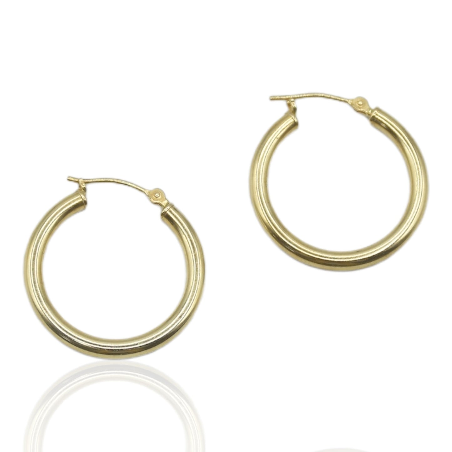 Round Hoop Earrings High Polish 14K Yellow 22mm x 22mm x 2.43mm