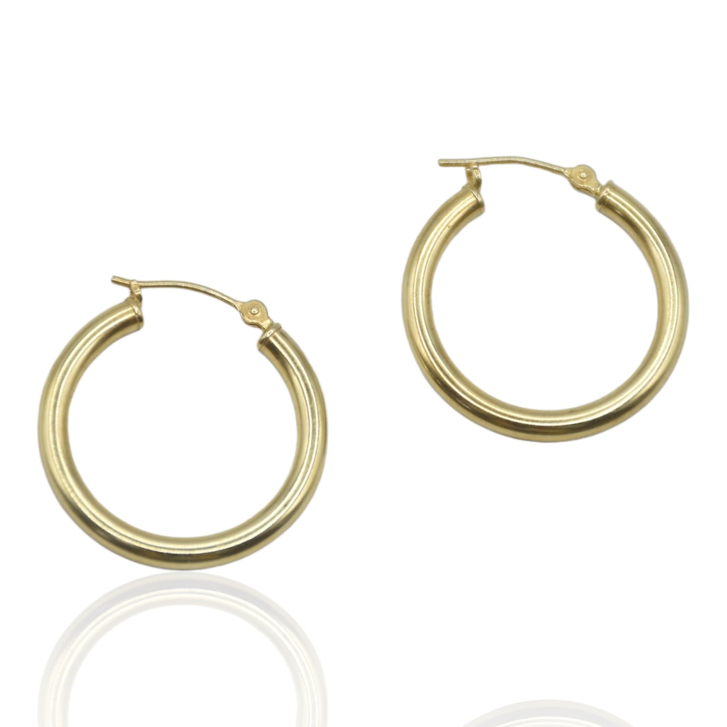 Round Hoop Earrings High Polish 14K Yellow 22mm x 22mm x 2.43mm