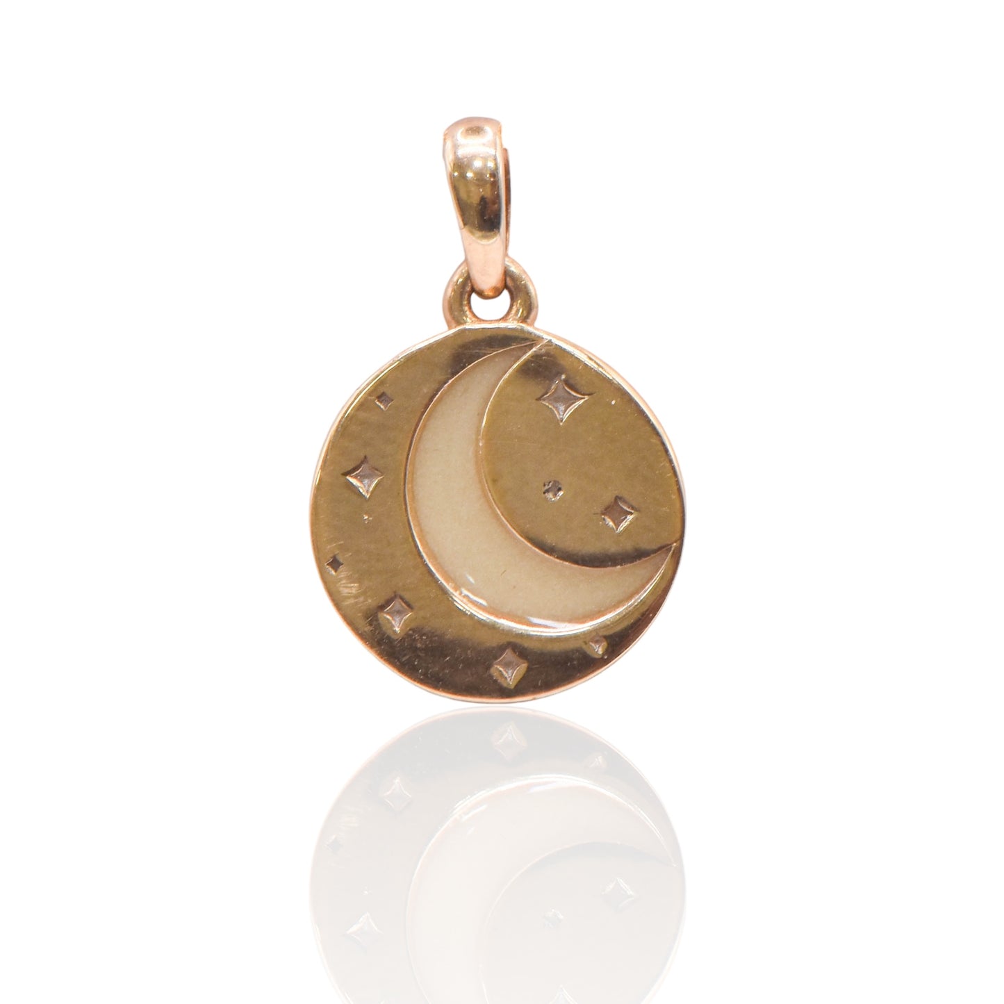 Moon and Star Glow-in-the-Dark 14K Yellow Gold Pendant