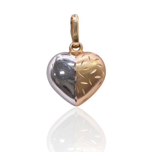 Two-Tone Heart 14K Yellow and White Gold Pendant