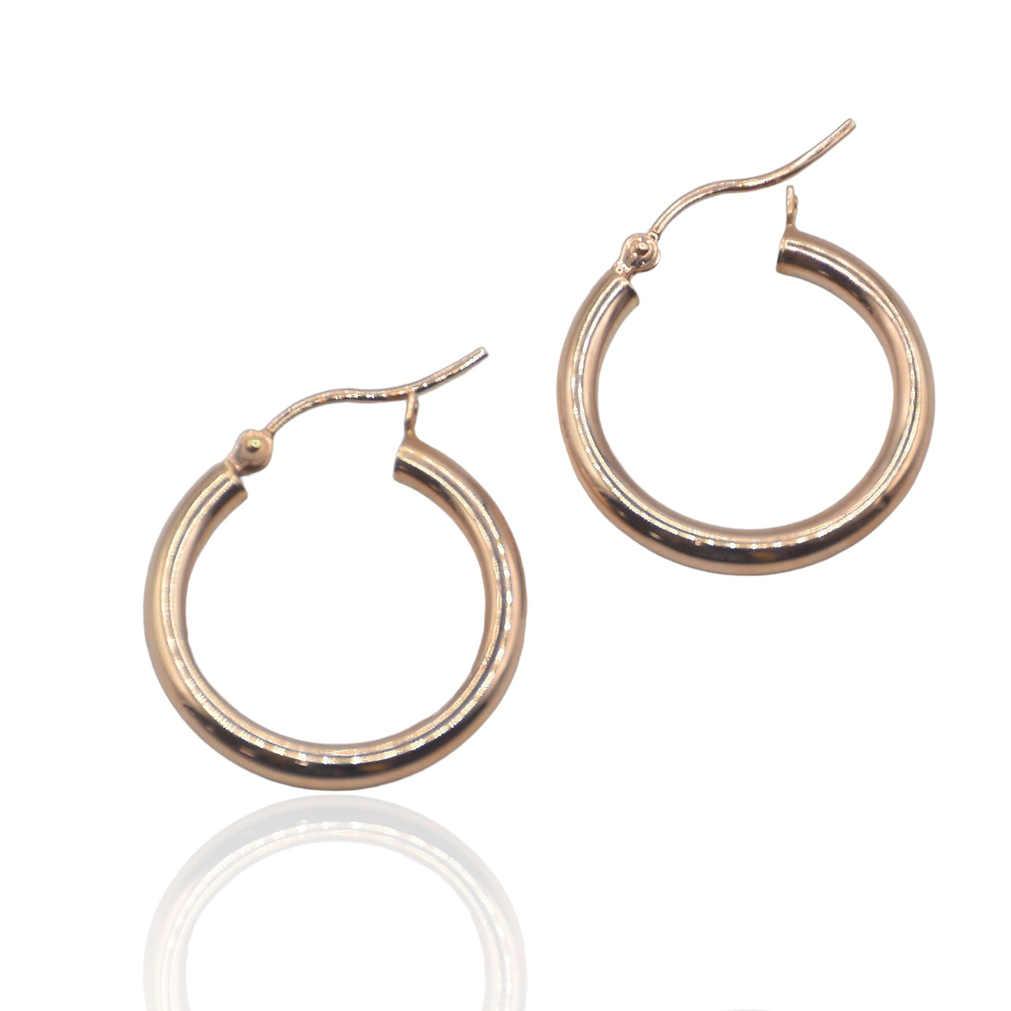 Round Rose Gold Earrings 14K Rose Gold 20.23mm x 20.23mm x 2.57mm