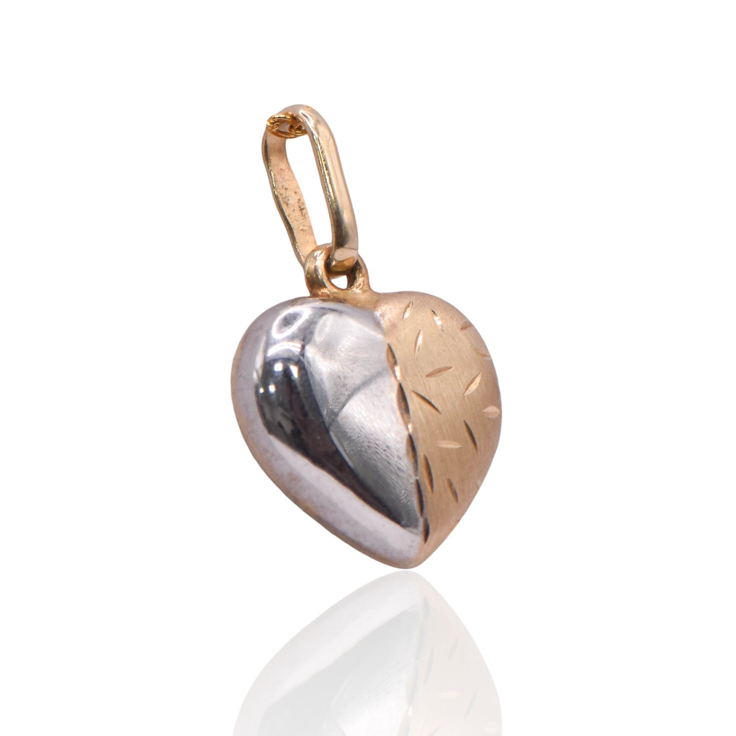 Two-Tone Heart 14K Yellow and White Gold Pendant