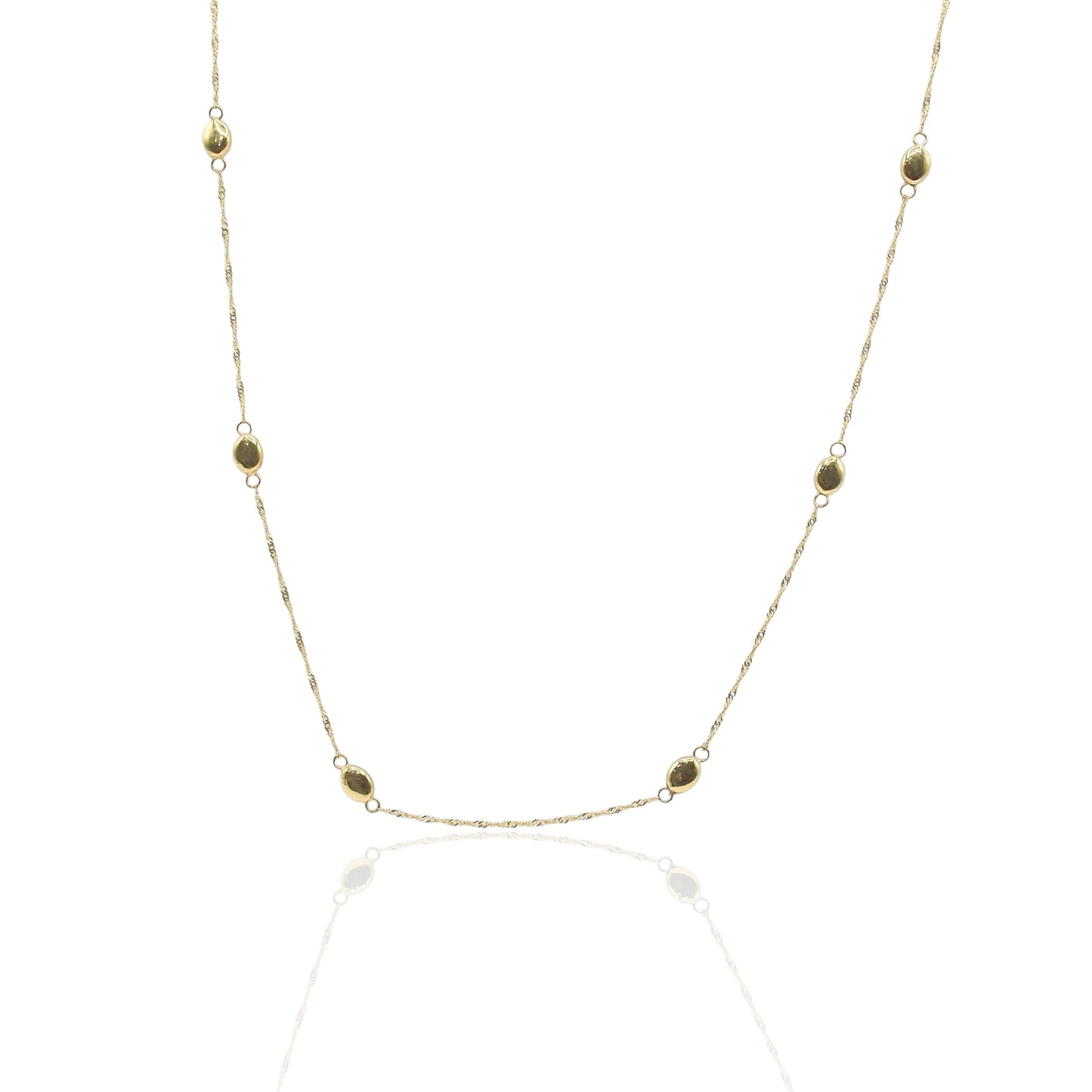 Beaded Twisted Chain 14k Yellow Gold 17 inch