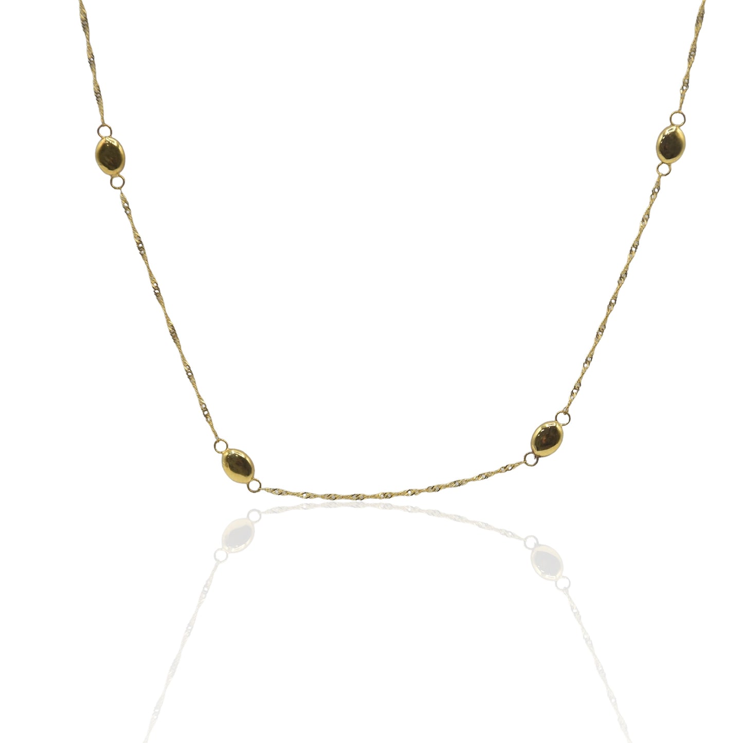 Beaded Twisted Chain 14k Yellow Gold 17 inch