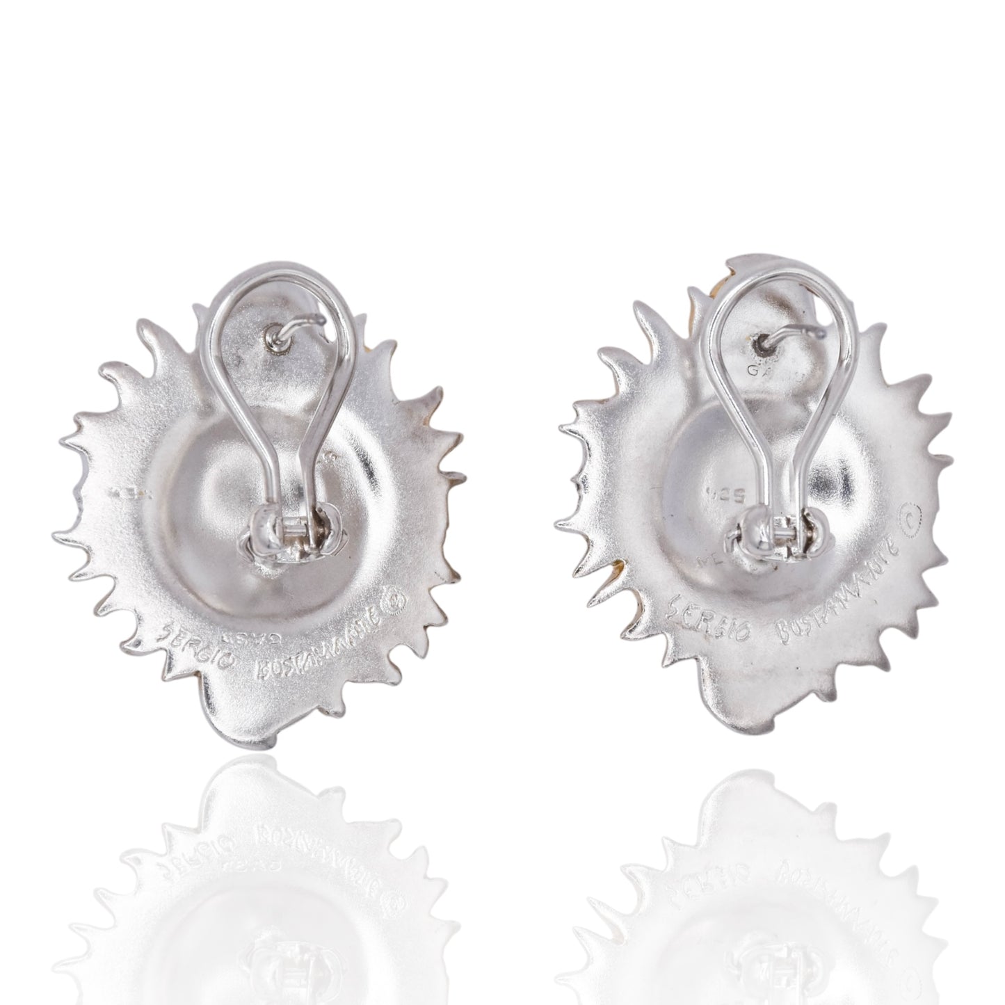 Vintage Sergio Bustamante Sun & Moons Earrings, Sterling Silver