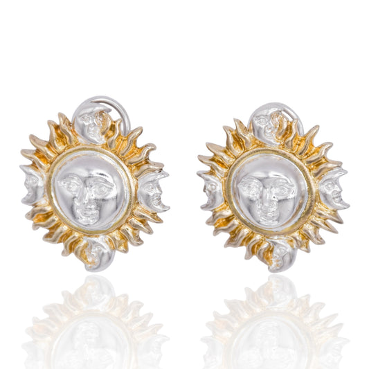 Vintage Sergio Bustamante Sun & Moons Earrings, Sterling Silver