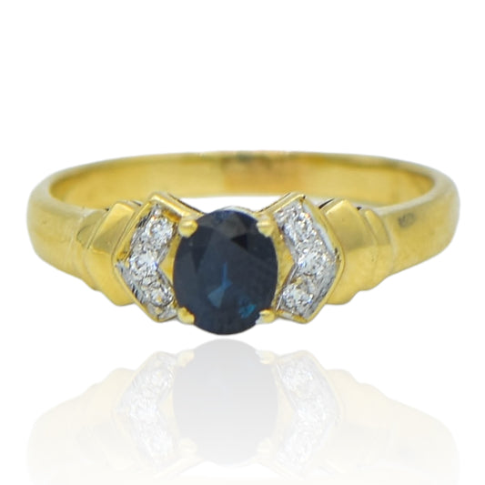 Sapphire and Diamond Promise Ring 14k Yellow Gold