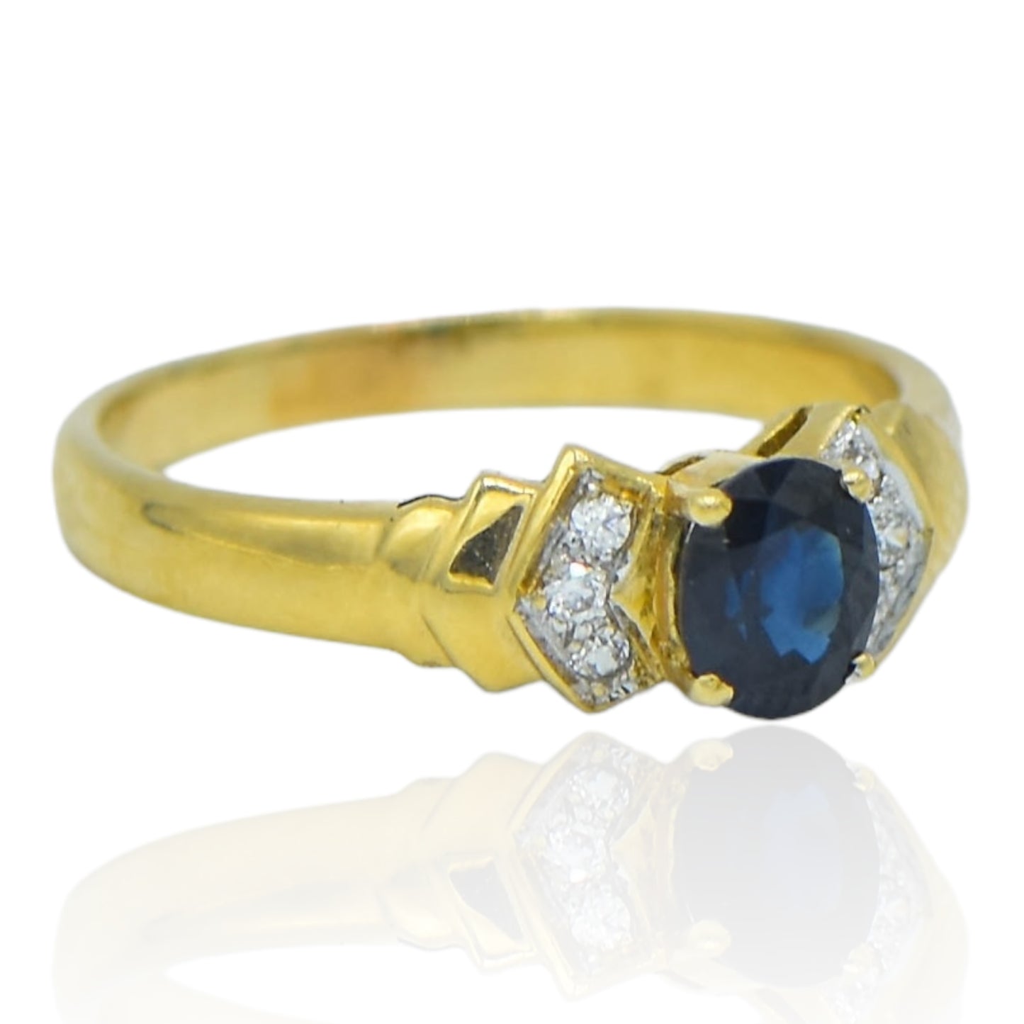 Sapphire and Diamond Promise Ring 14k Yellow Gold