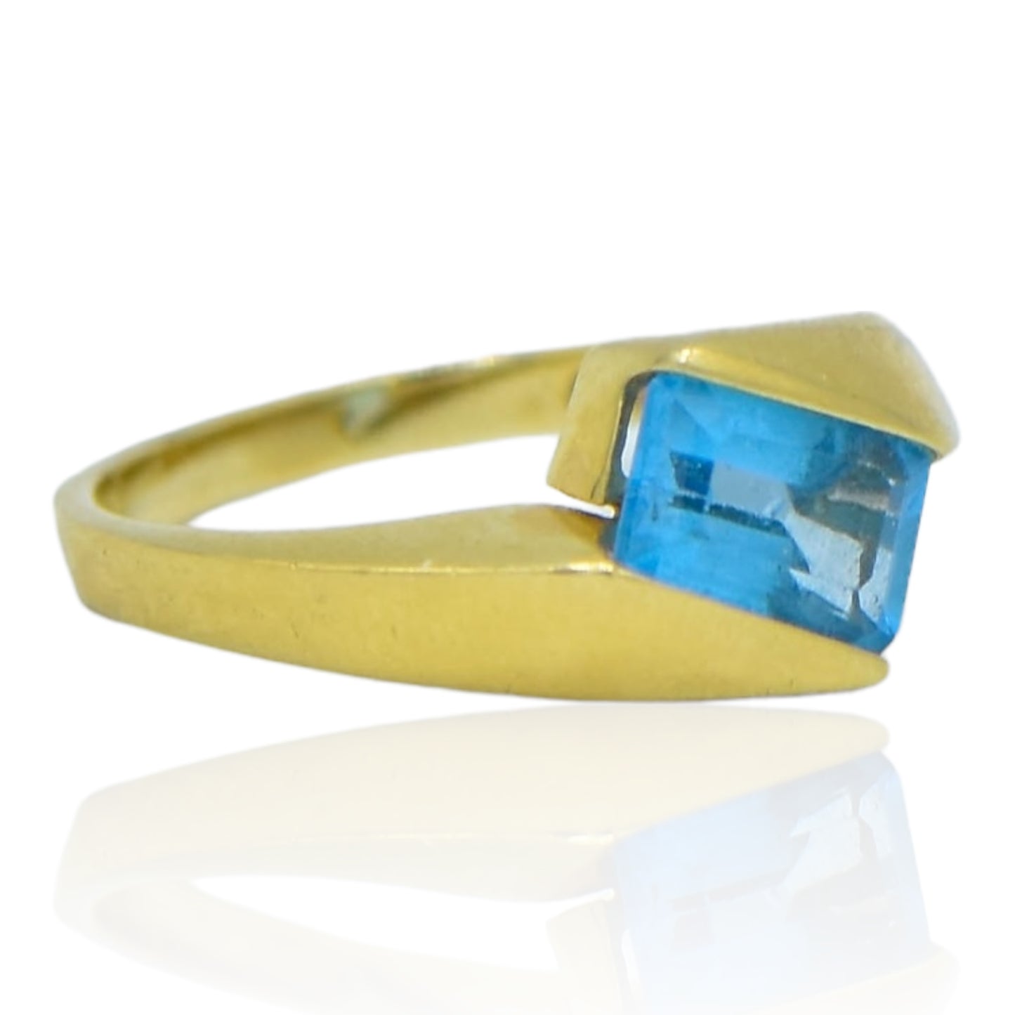 Blue Topaz Woven Ring 14k Yellow Gold