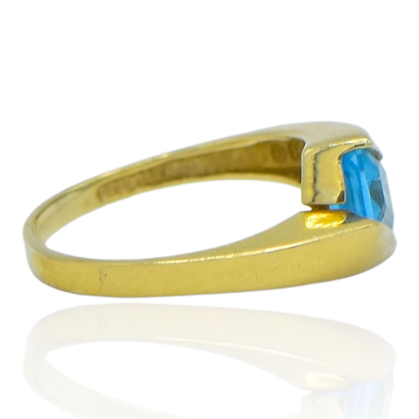 Blue Topaz Woven Ring 14k Yellow Gold