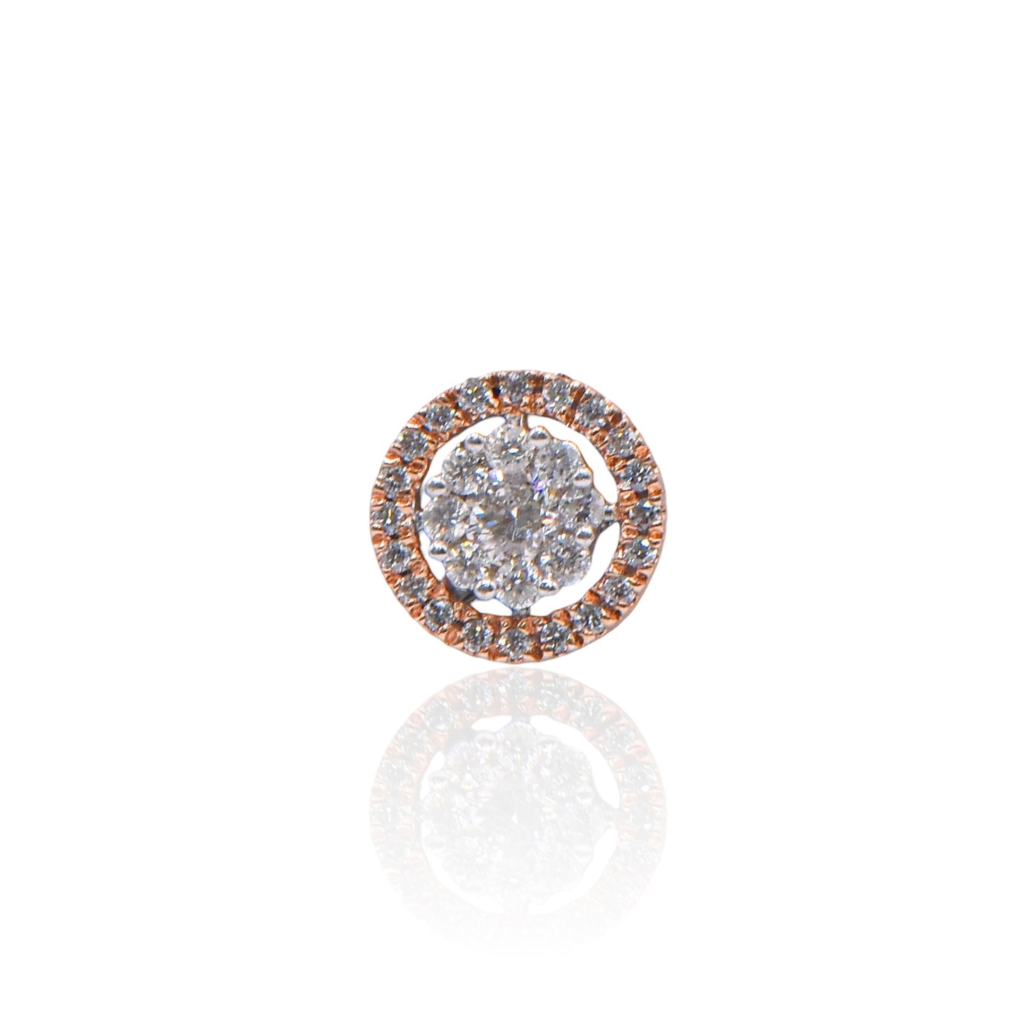 Two-Tone Round Cluster Necklace 14K White and Rose Gold with Accent Diamonds 20in