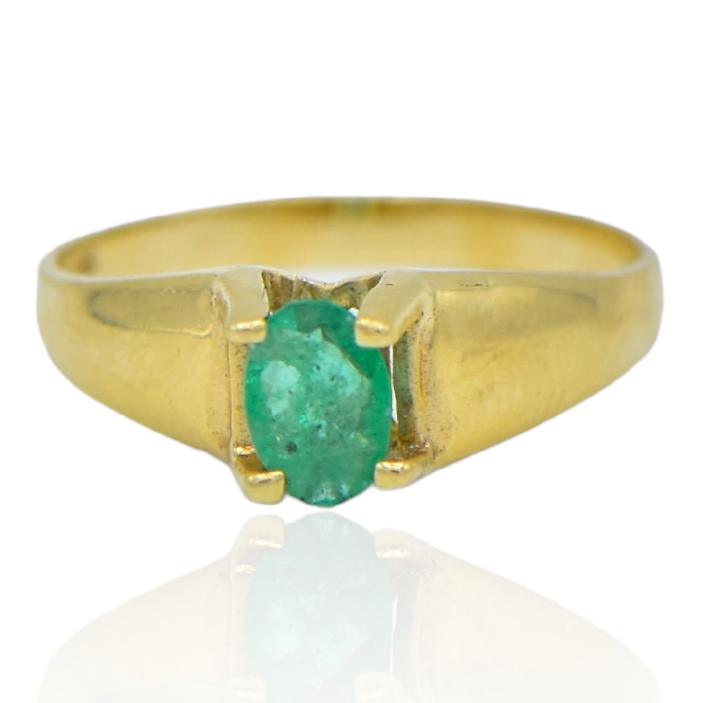 Oval Emerald Solitaire Ring .45ct 14K Yellow Gold