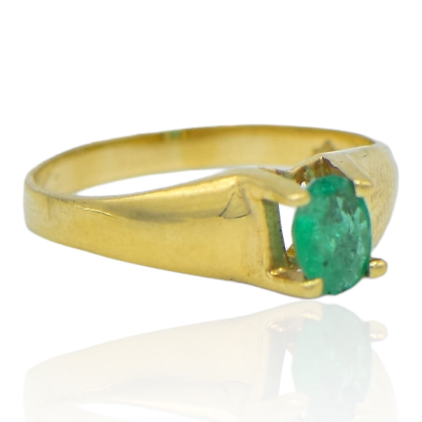 Oval Emerald Solitaire Ring .45ct 14K Yellow Gold