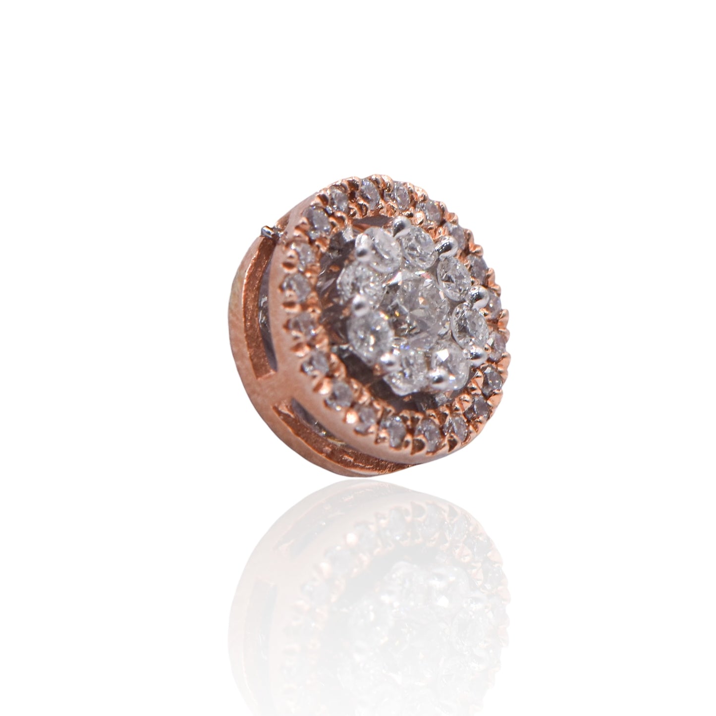 Two-Tone Round Cluster Necklace 14K White and Rose Gold with Accent Diamonds 20in