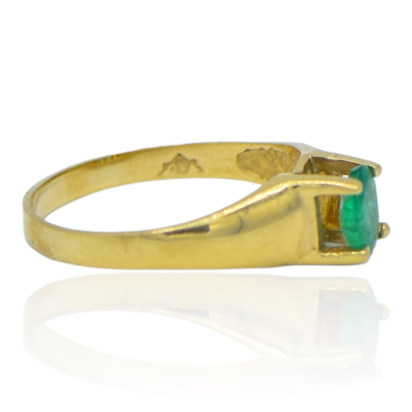 Oval Emerald Solitaire Ring .45ct 14K Yellow Gold