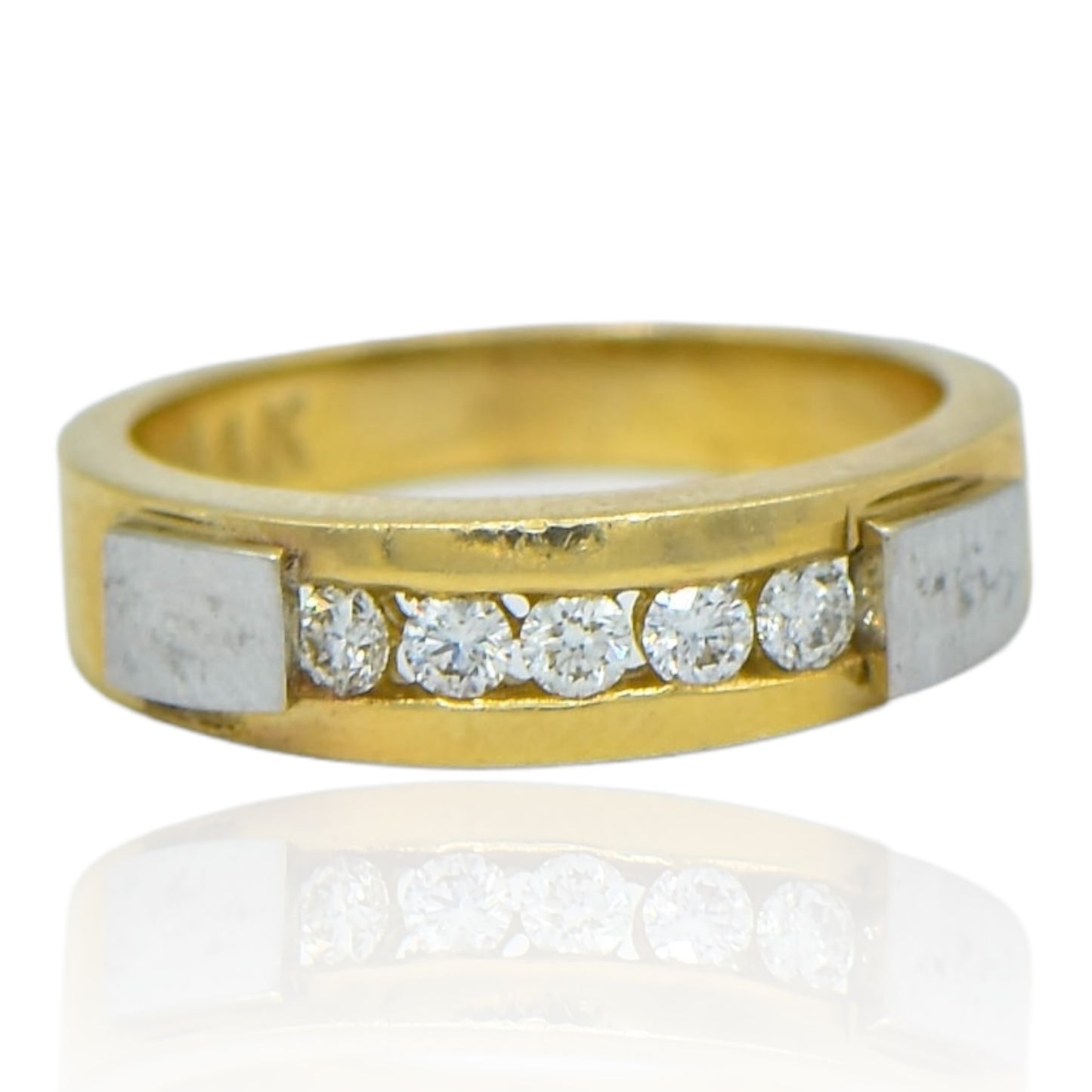 Two Tone Diamond Band Channel Set .25cttw 14K