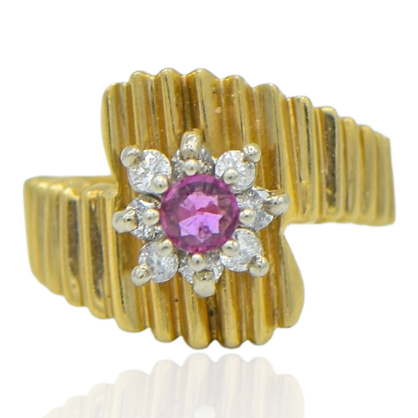 Pink Sapphire .25ct and Diamond .24cttw Ring 14K Yellow Gold