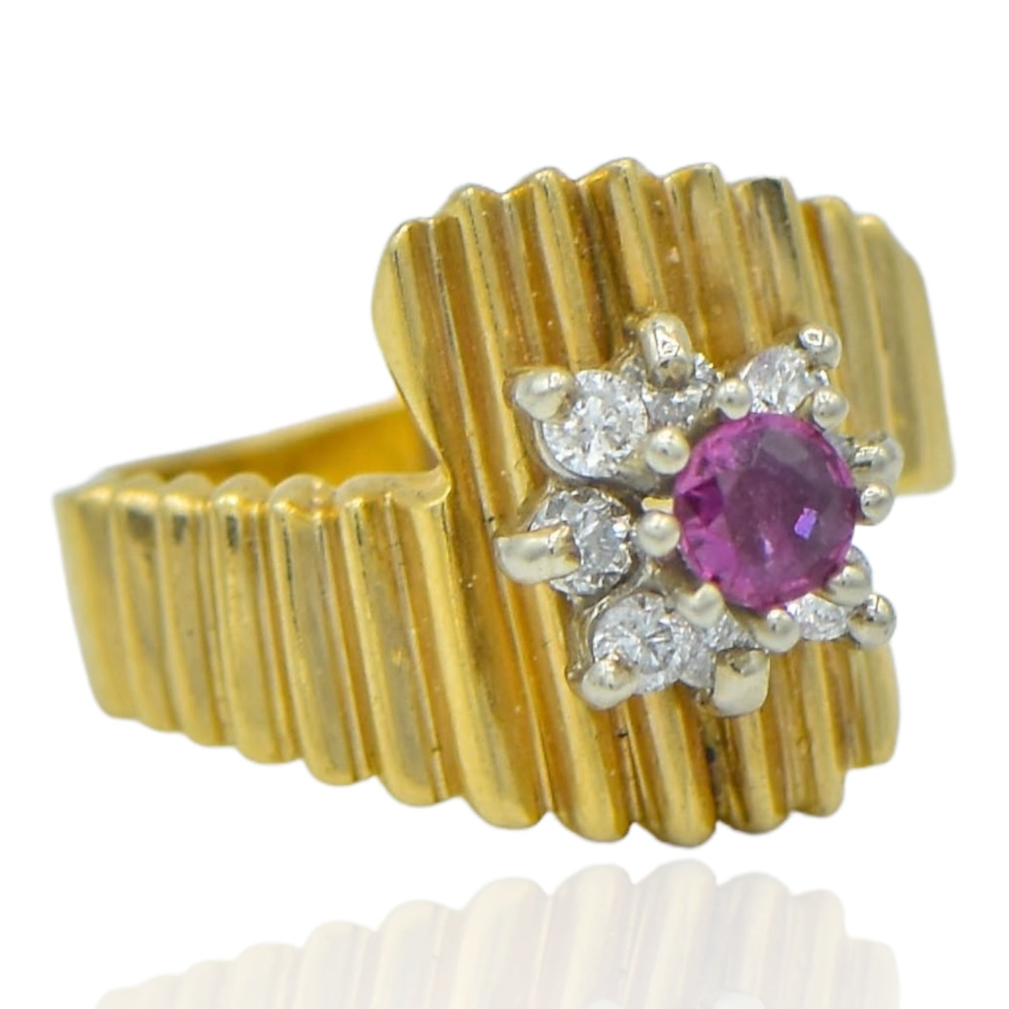 Pink Sapphire .25ct and Diamond .24cttw Ring 14K Yellow Gold