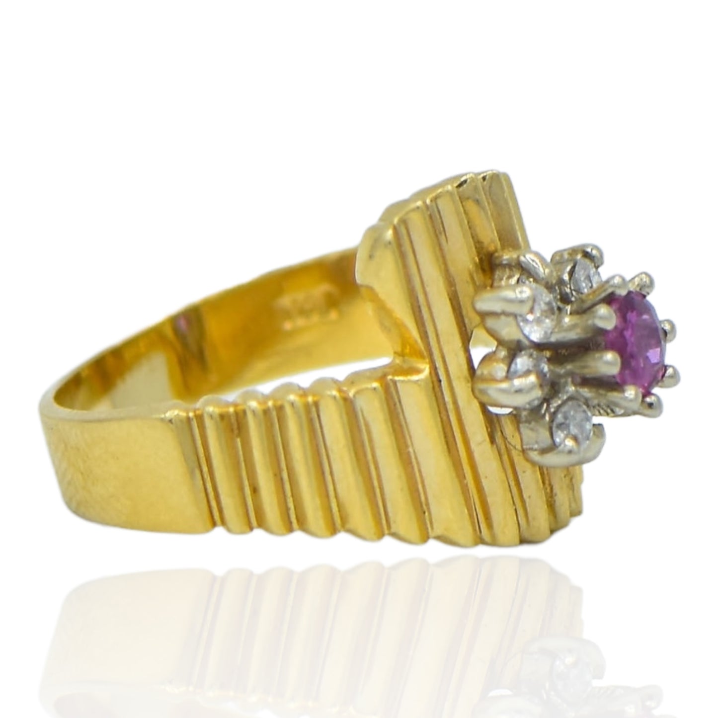 Pink Sapphire .25ct and Diamond .24cttw Ring 14K Yellow Gold