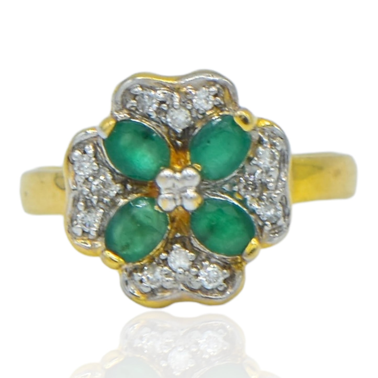 Emerald and Diamond Ring 14K Yellow Gold