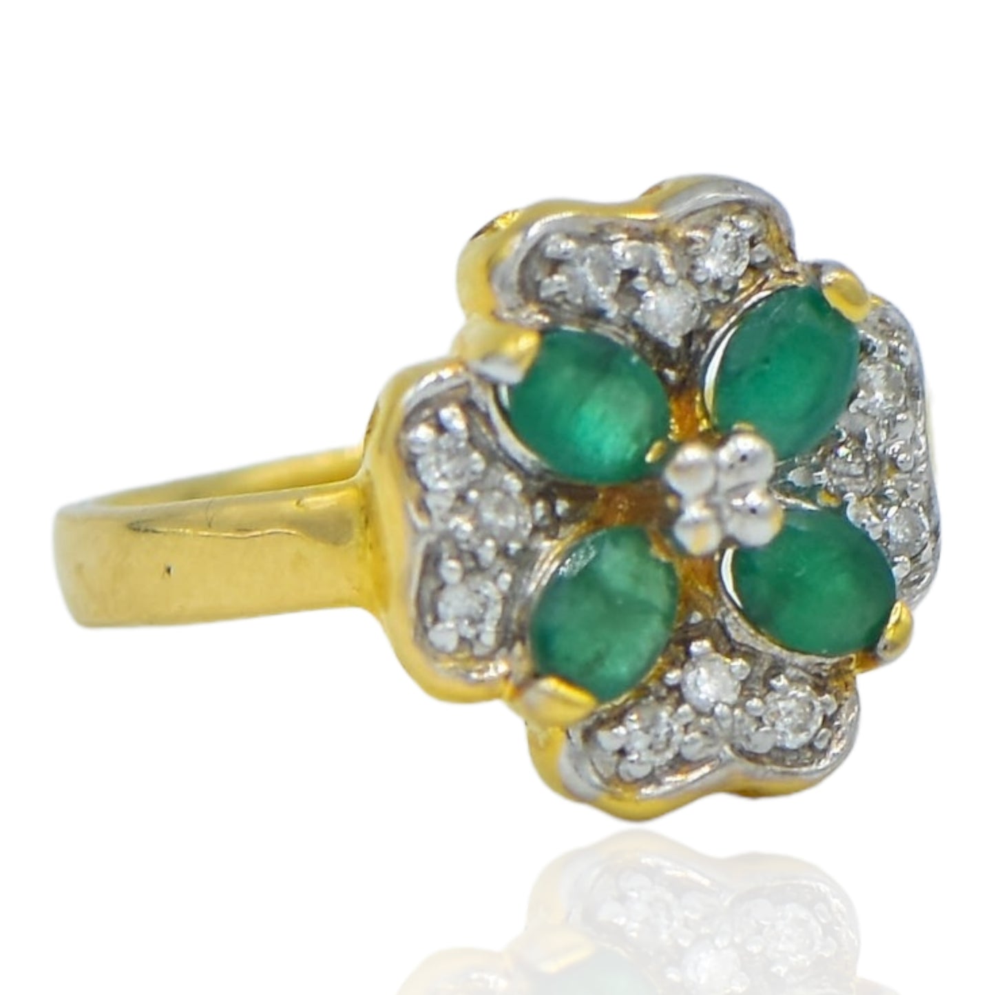 Emerald and Diamond Ring 14K Yellow Gold