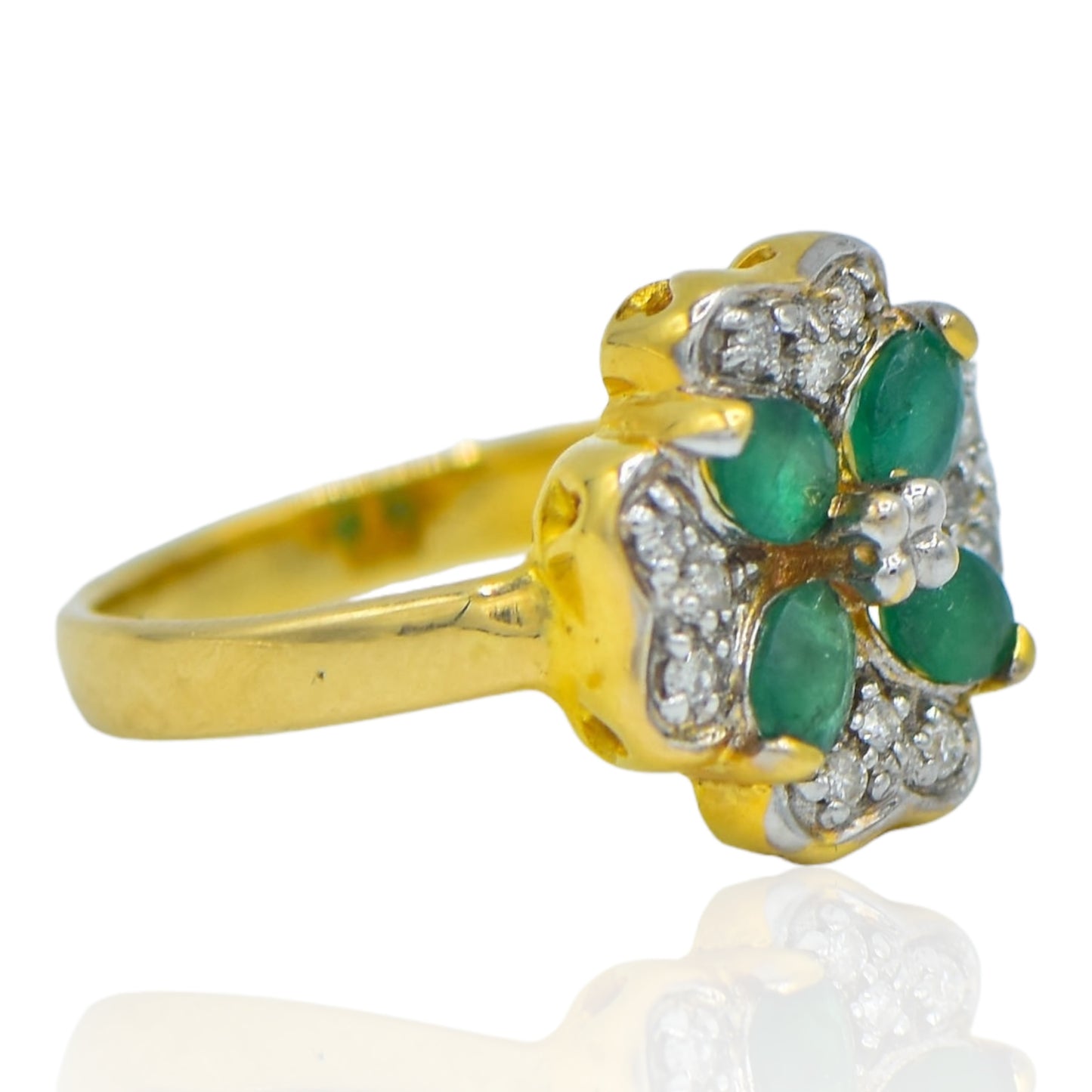 Emerald and Diamond Ring 14K Yellow Gold