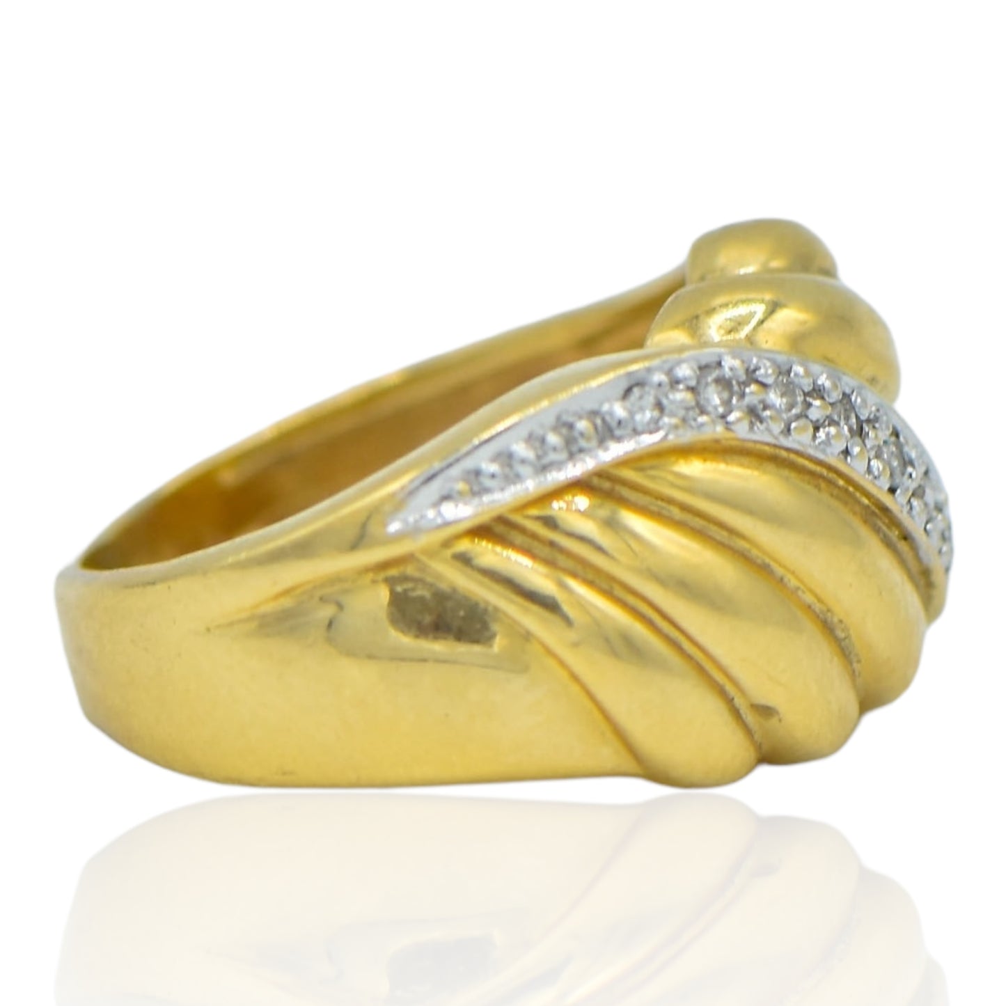 Diamond Ribbon Style Ring 14K Yellow Gold