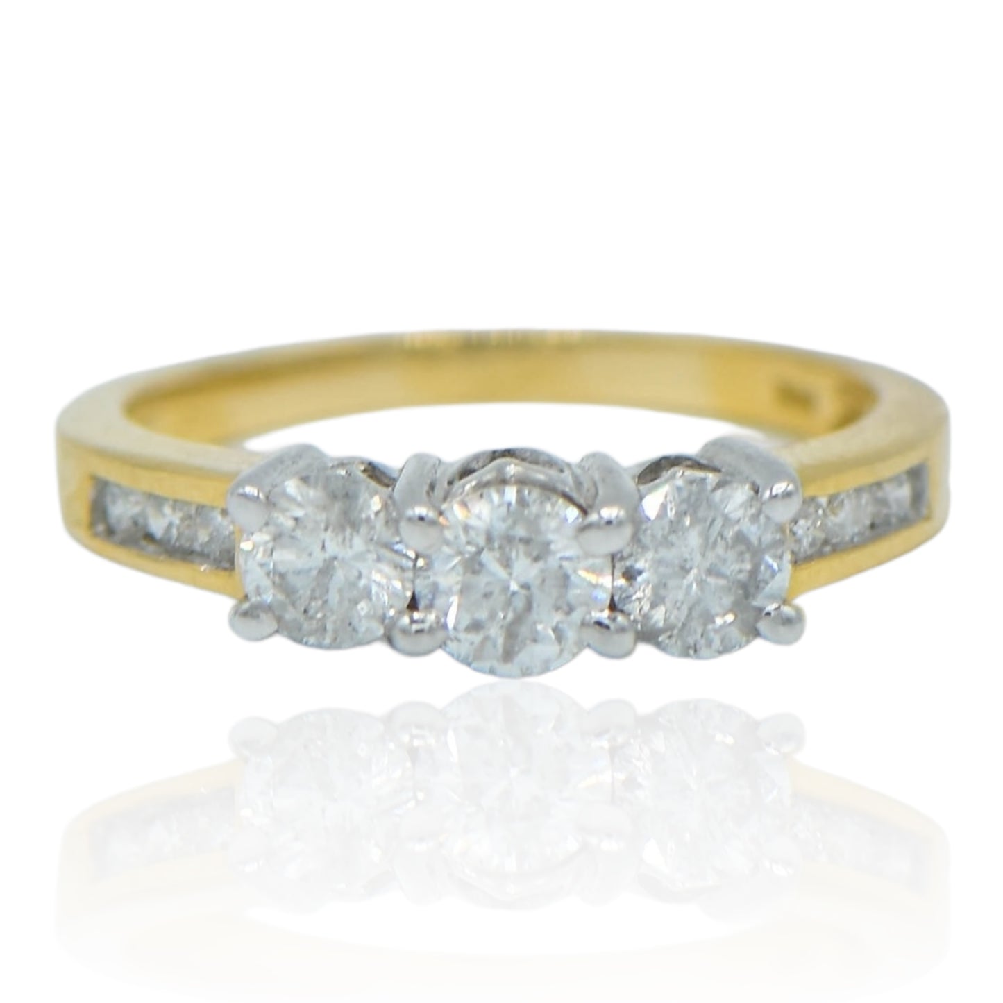 Three Stone Ring Diamond Band .83cttw 14K Yellow Gold Ring