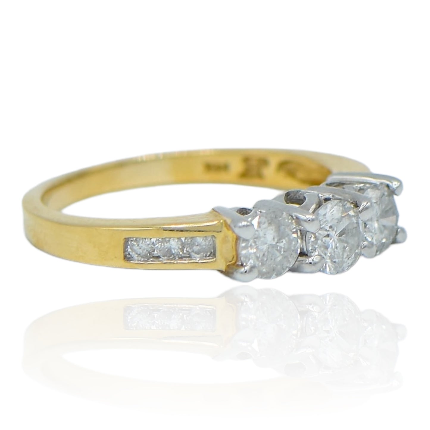 Three Stone Ring Diamond Band .83cttw 14K Yellow Gold Ring