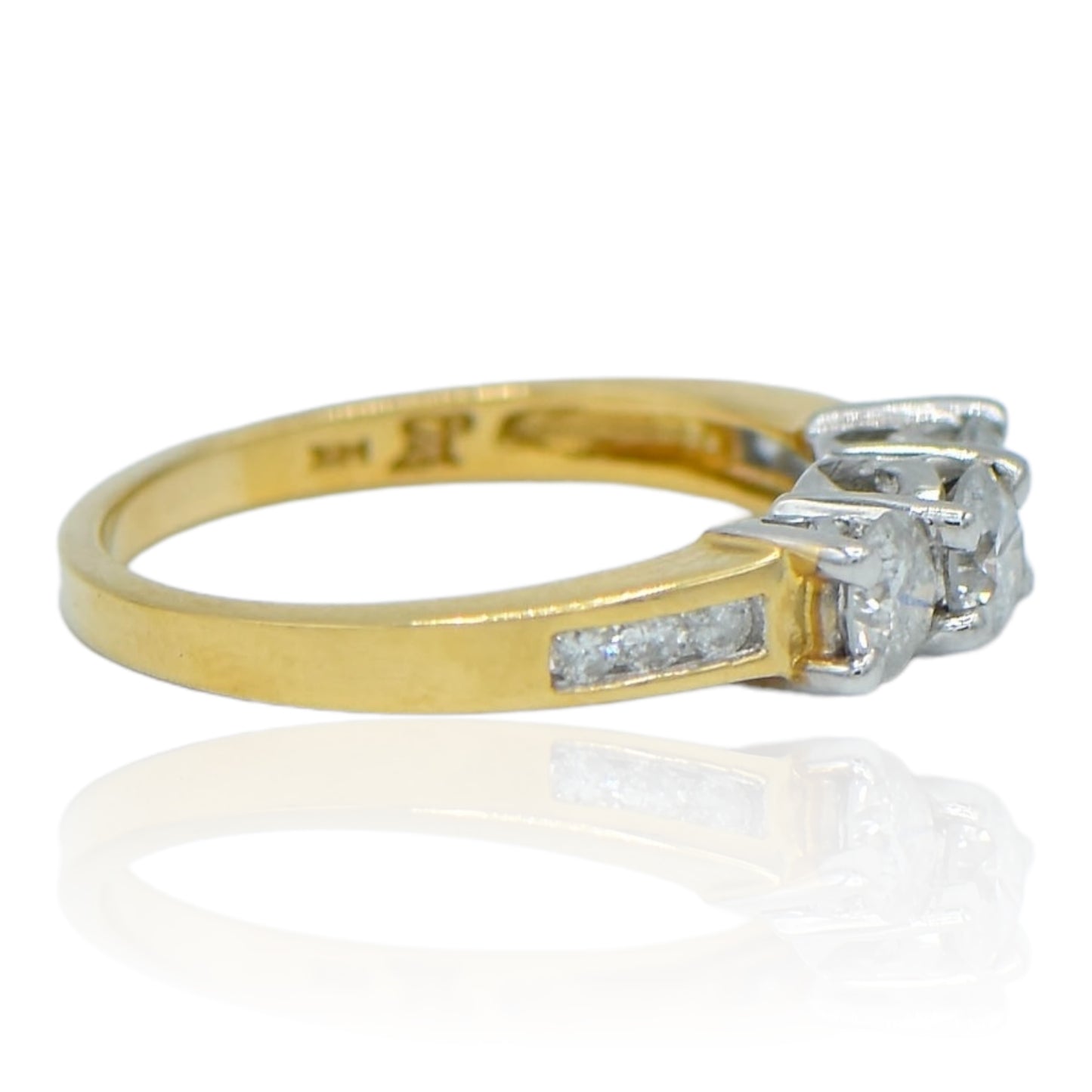 Three Stone Ring Diamond Band .83cttw 14K Yellow Gold Ring